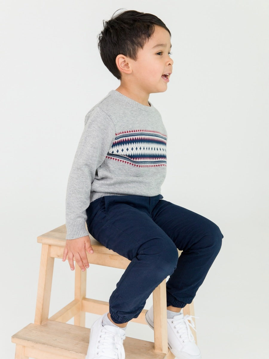 Knit Crew Neck Sweater | Cozy Fair Isle