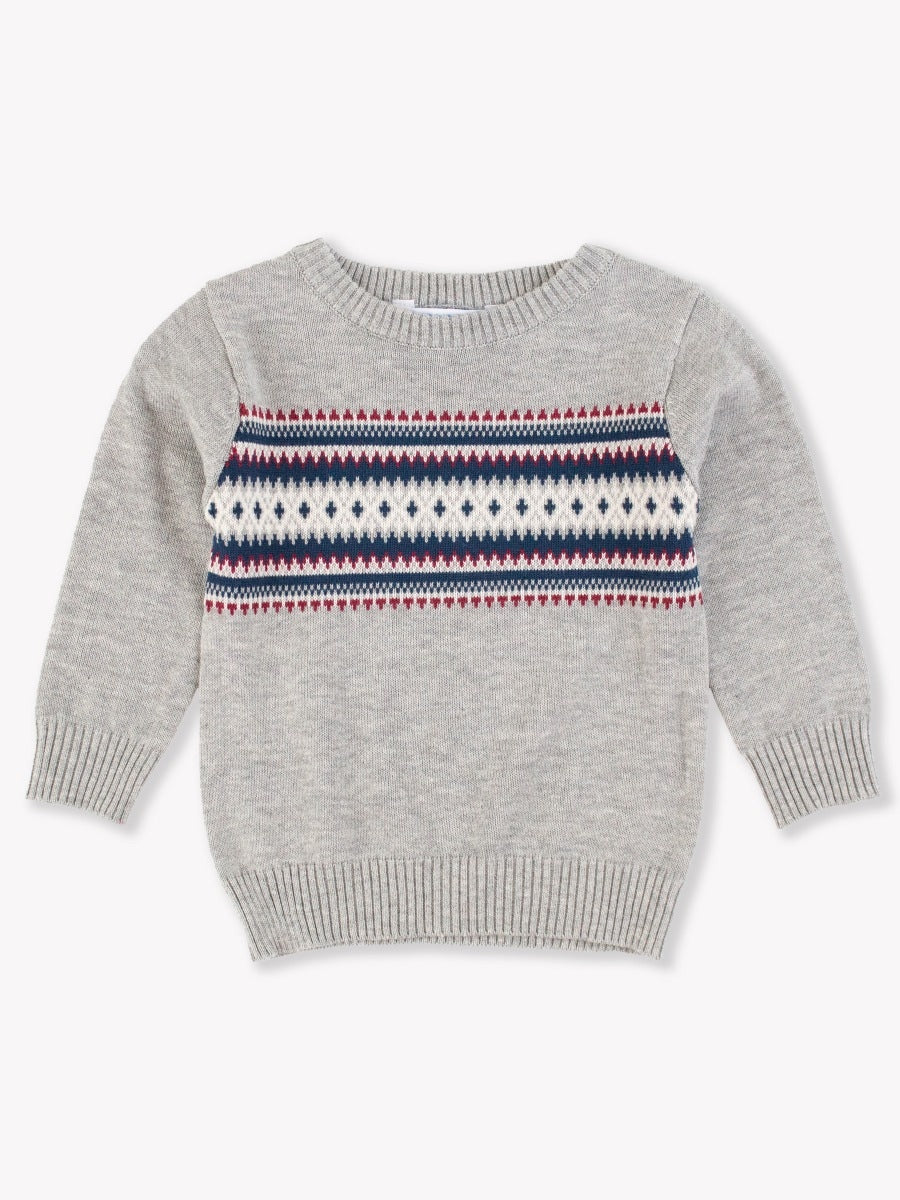 Knit Crew Neck Sweater | Cozy Fair Isle