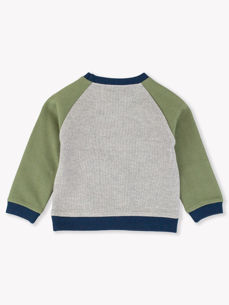 Knit Raglan Sweatshirt | Heather Grey Color Block