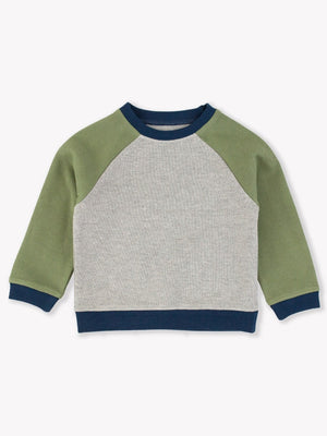 Knit Raglan Sweatshirt | Heather Grey Color Block