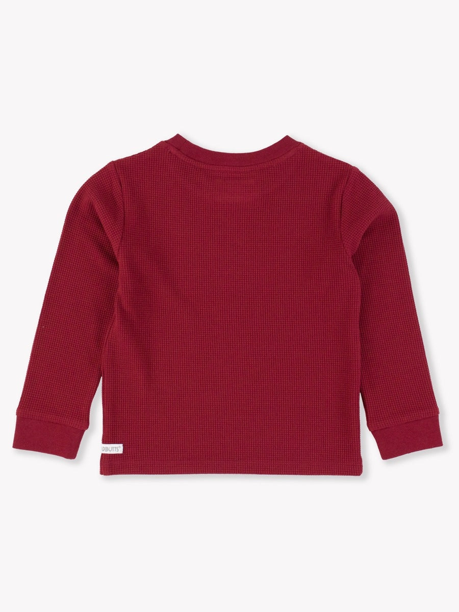 Waffle Knit Long Sleeve Crew Neck Shirt | Dark Cherry