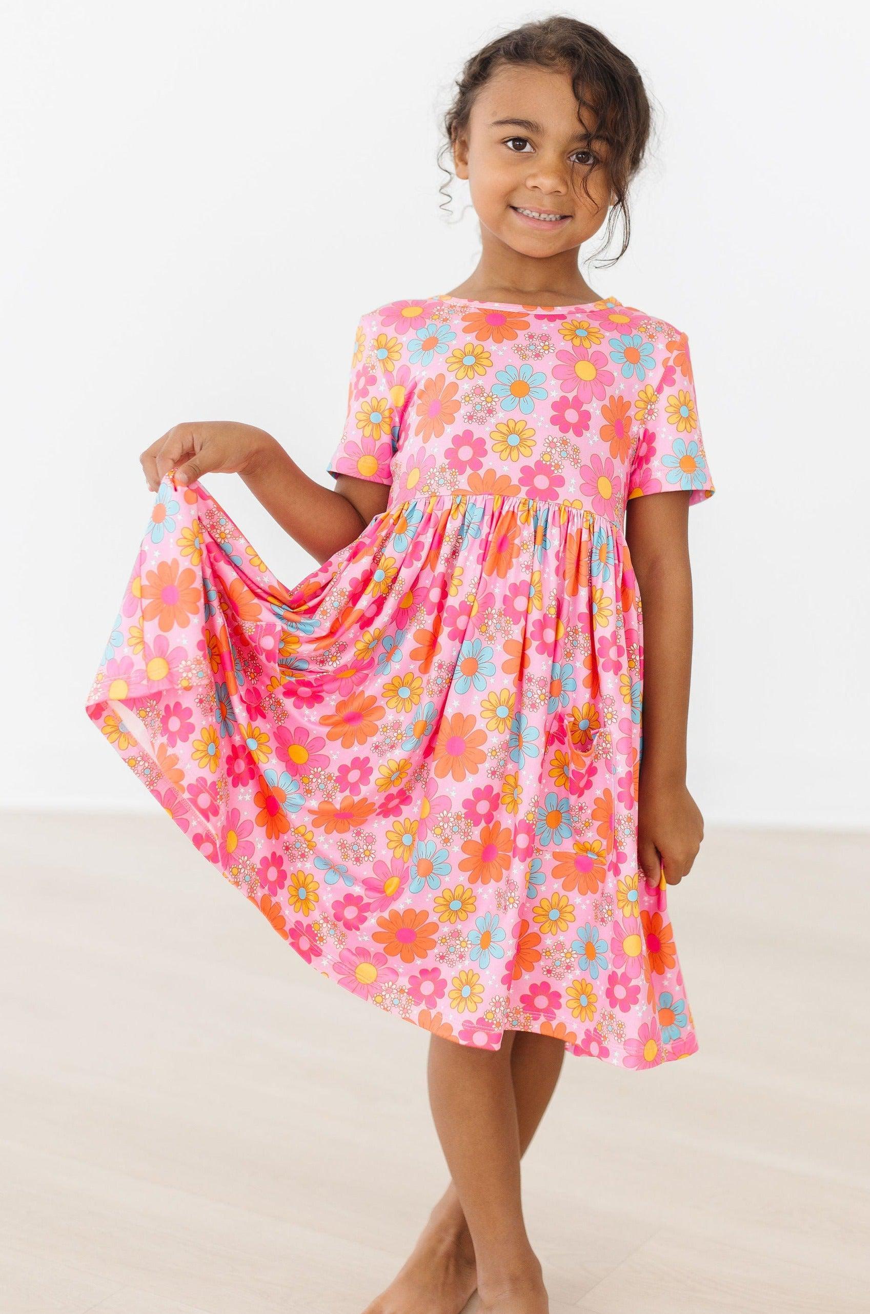 Petal Pop Short Sleeve Pocket Twirl Dress