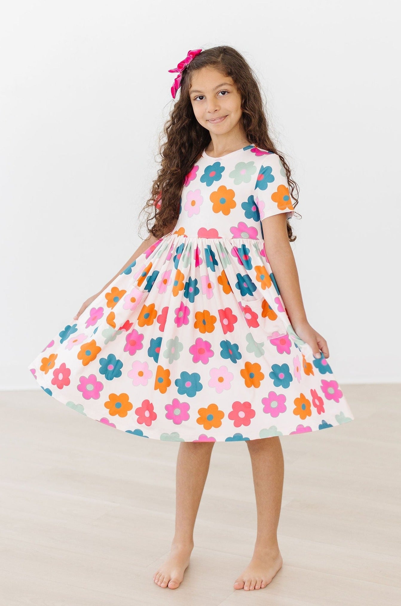 Retro Floral Short Sleeve Twirl Dress