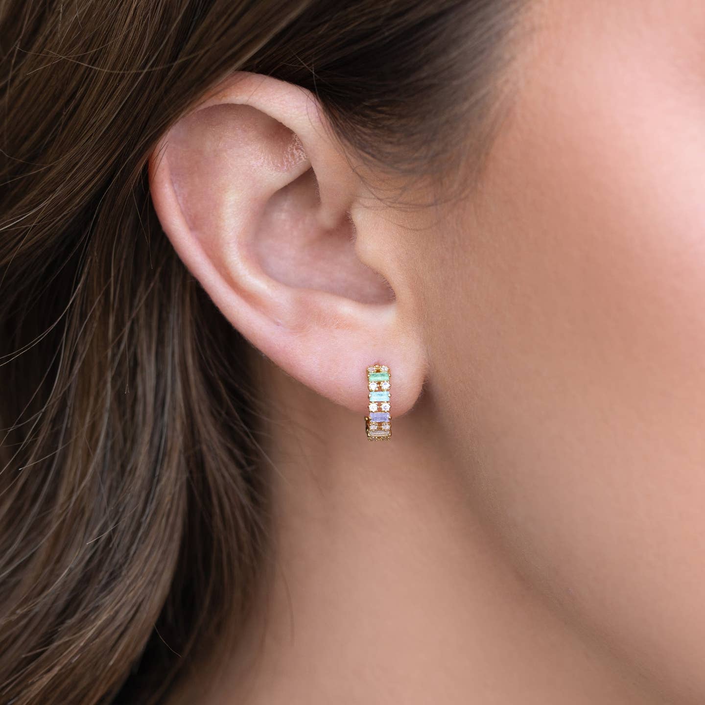 Aloe Gem Hoop Earrings | Sterling Silver