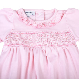 Pink and Blue Smocked Gathered Gown | Pink