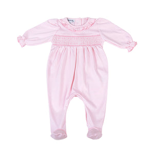 Pink and Blue Smocked Footie | Pink