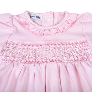 Pink and Blue Smocked Footie | Pink