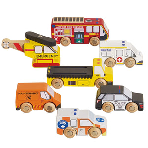 Wooden Emergency Helicopter & Rescue Cars