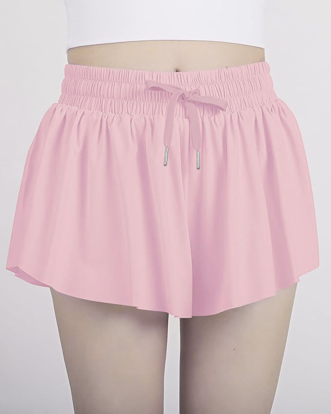 Performance Flowy Butterfly Shorts | Light Pink