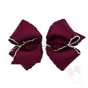 Maroon and White Grosgrain Hair Bows on Clips | Assorted