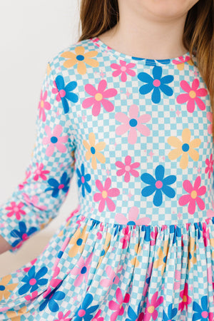 Crazy Daisy 3/4 Sleeve Pocket Twirl Dress