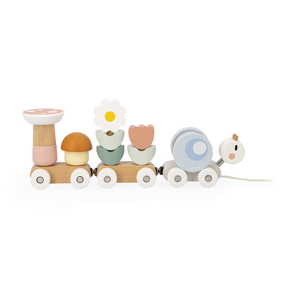 Sweet Cocoon Snail Pull-Along Wooden Stacker Train