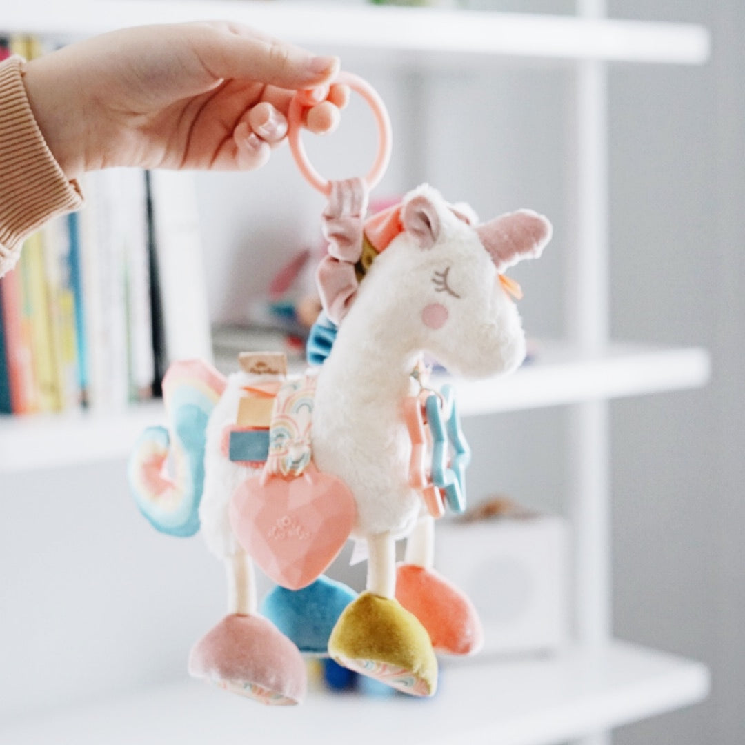 Itzy Friends Link & Love™ Activity Plush with Teether Toy | Unicorn