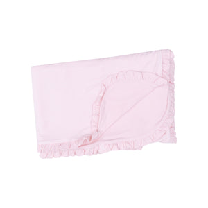 Stripe Classic Pink Bamboo Ruffle Receiving Blanket
