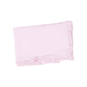 Stripe Classic Pink Bamboo Ruffle Receiving Blanket