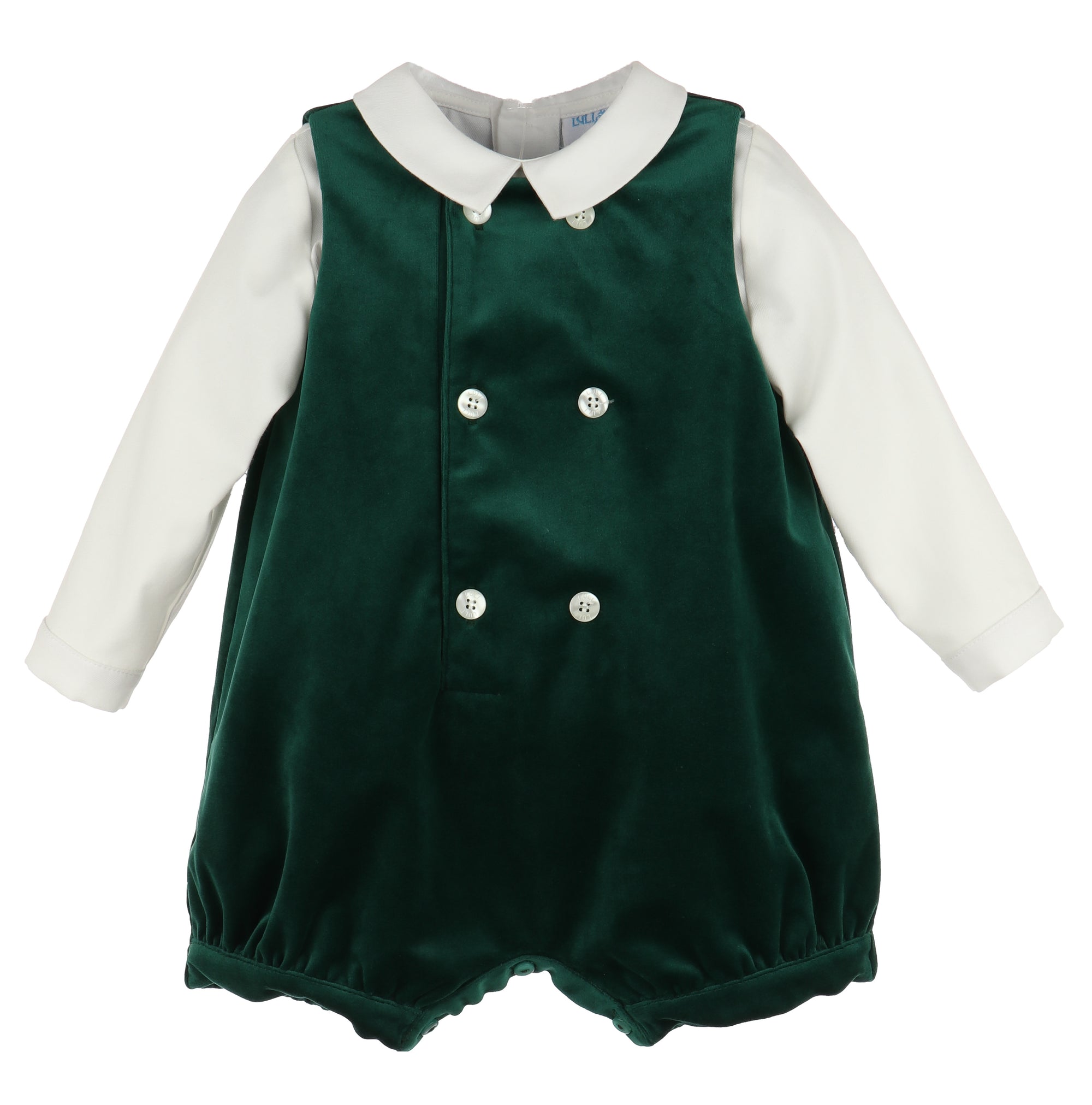 Sophie and Lucas | Deluxe Green Velvet Boys Romper Set