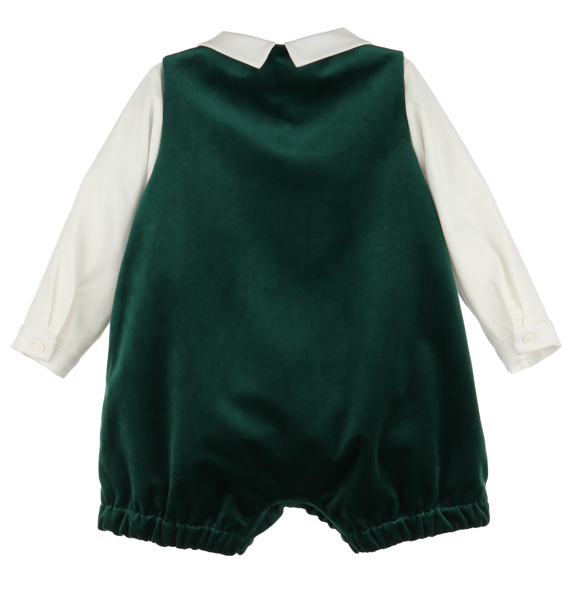 Sophie and Lucas | Deluxe Green Velvet Boys Romper Set