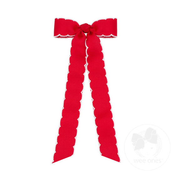 Red and White Grosgrain Hair Bows on Clips | Assorted