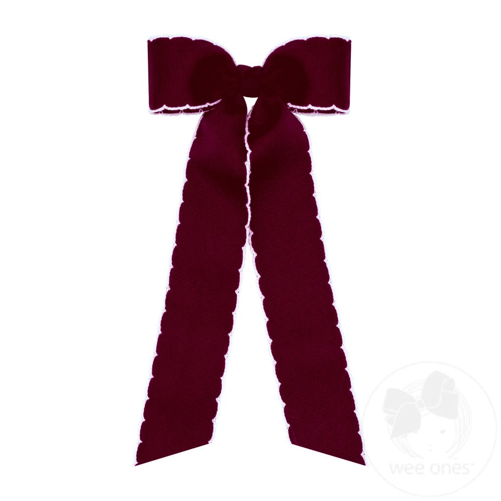 Maroon and White Grosgrain Hair Bows on Clips | Assorted