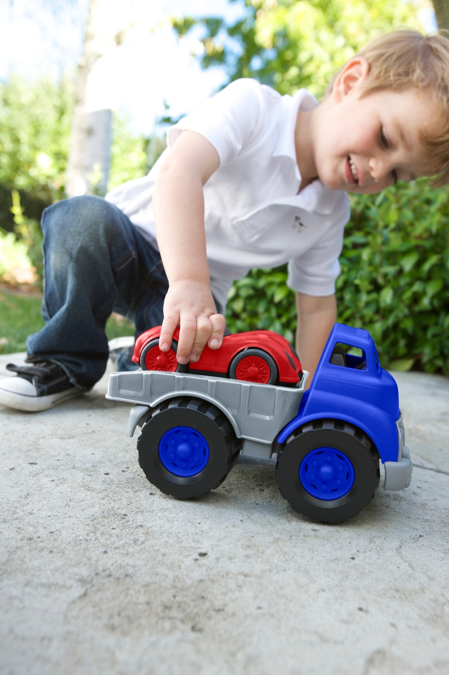 Flatbed Truck with Red Race Car