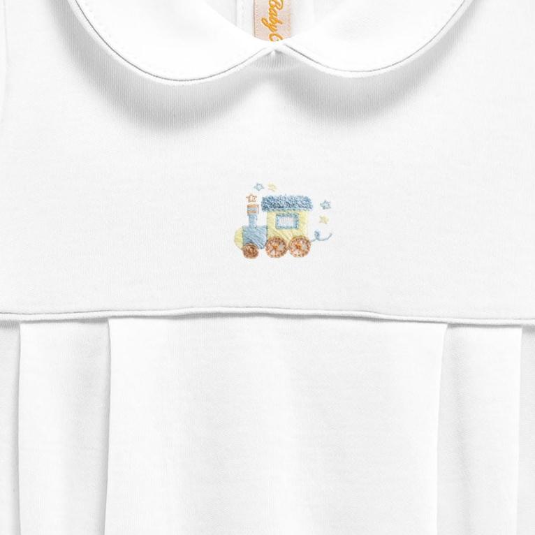 Little Train Embroidered Bubble with Round Collar