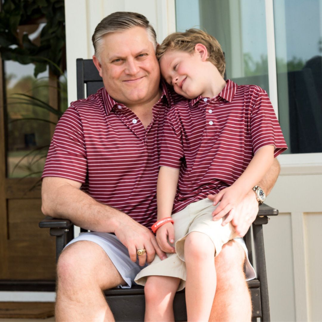 The Little Comal | Maroon and White Striped Polo Shirt