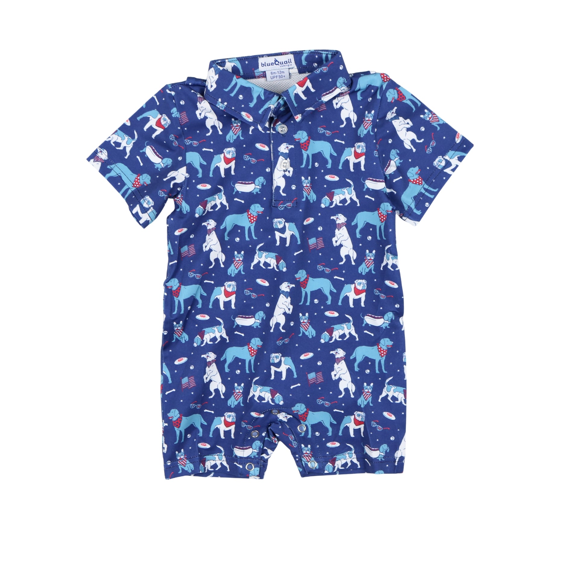 Yankee Doodle Dogs Polo Short Sleeve Romper