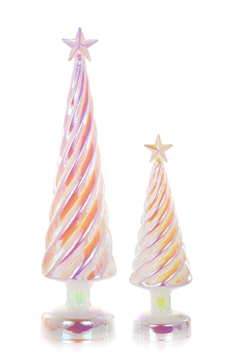 Iridescent Textured Glass Lighted Trees | Assorted Sizes and Colors