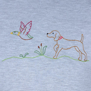 Houston Embroidered Long Sleeve T-Shirt | Dog with Mallard Duck