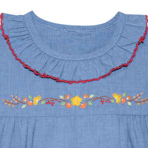 Denim Blue Beatrix Embroidered Dress