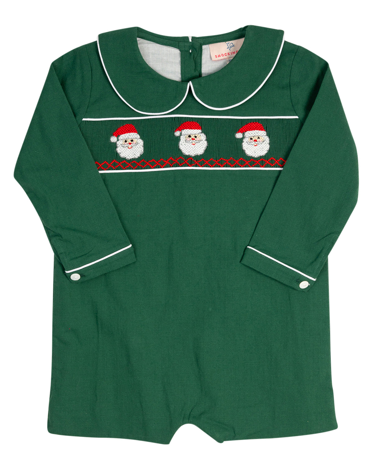 Santa Smocked Dark Green Shortall