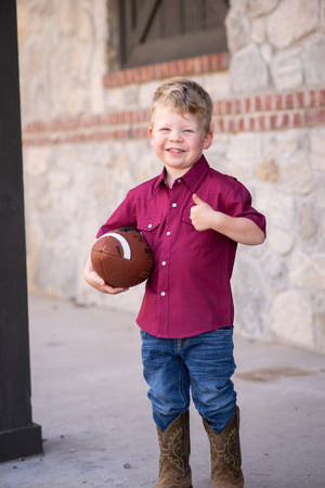 Game Day Maroon Pearl Snap Short Sleeve Shirt