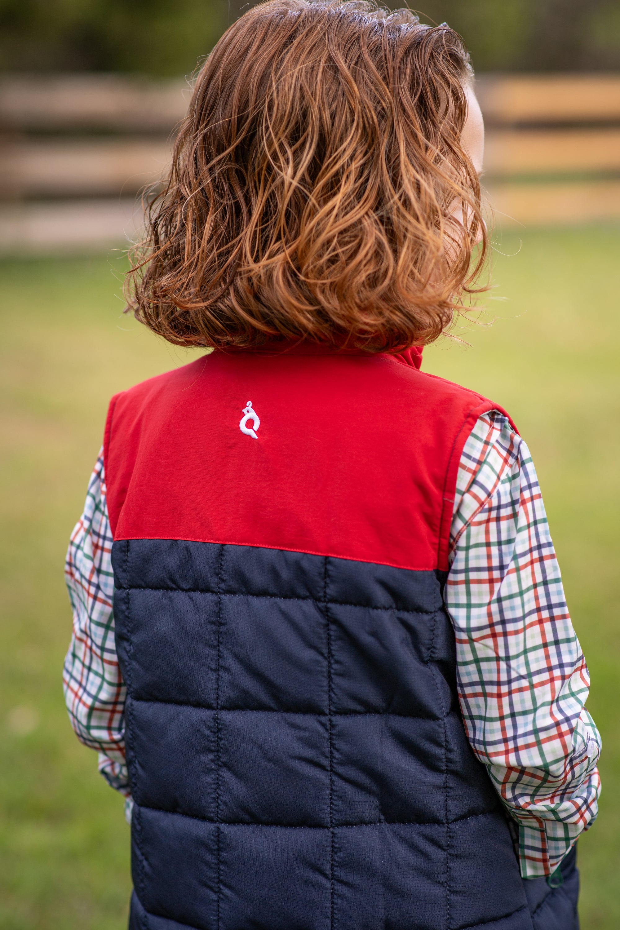 Navy and Red Fall Plaid Vest