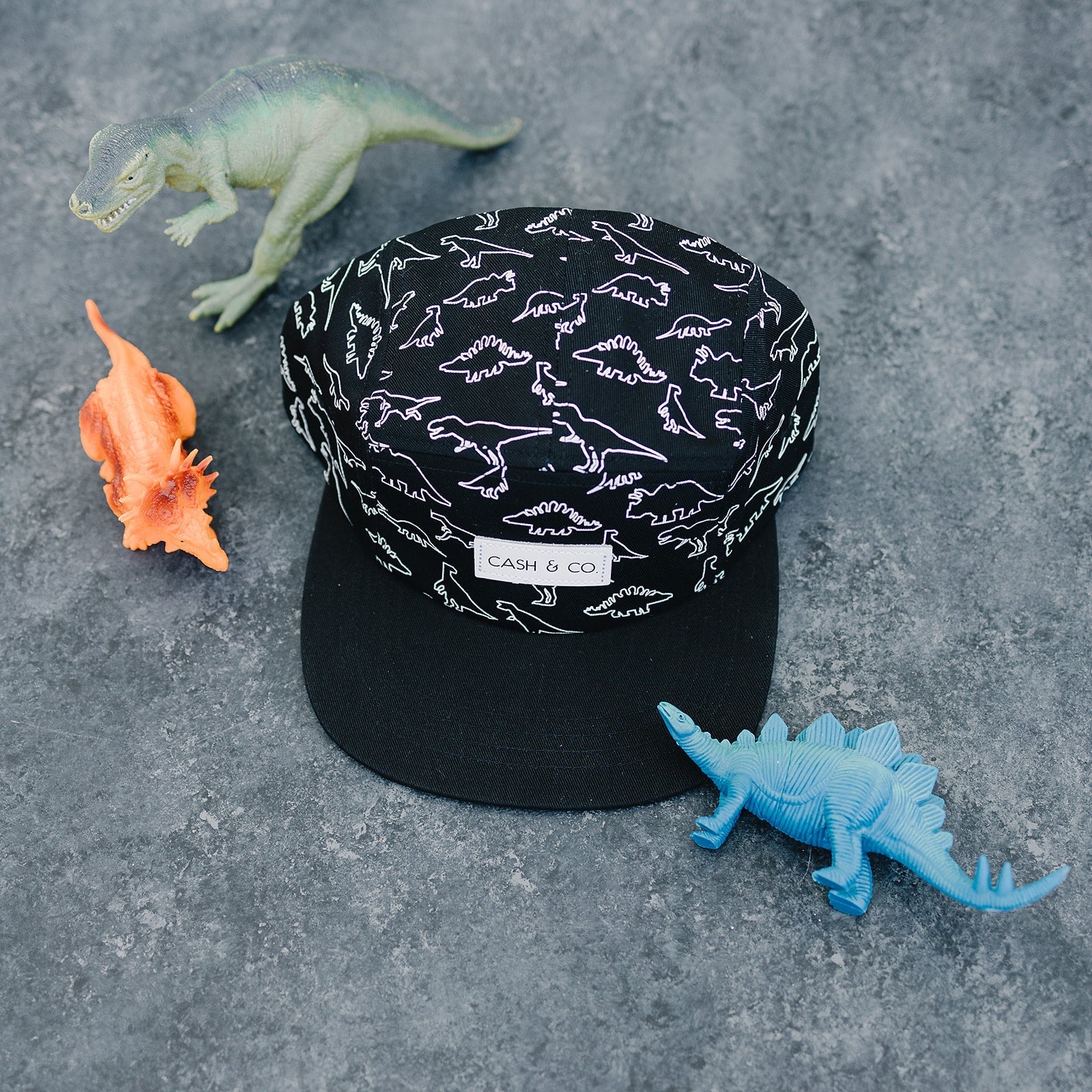 Black Dino Flat Brim Hat