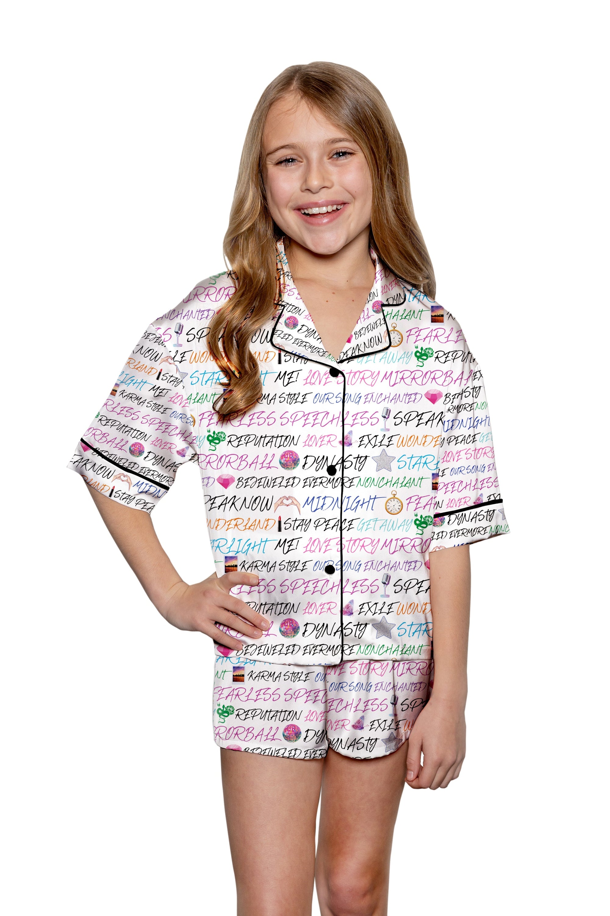 Girls Silky Swiftie Short Sleeve Pajama Set