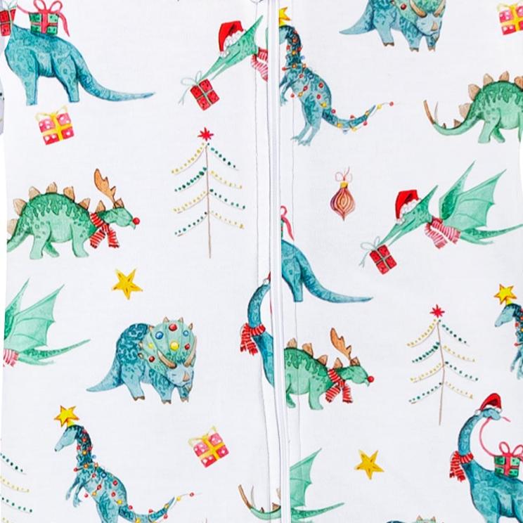 Jurassic Christmas Printed Zipped Footie