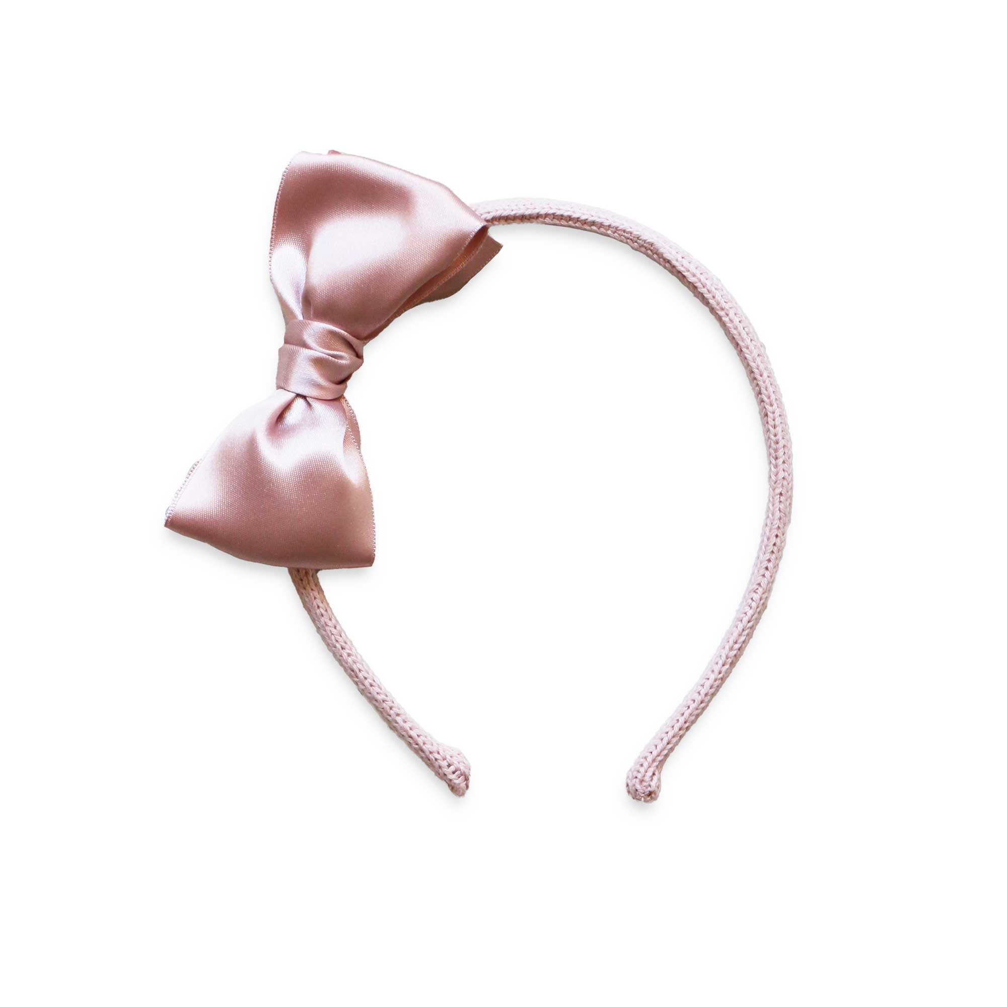 Chic Knit Headband with Satin Bow | Ballet Pink