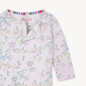 Emily Floral Modal Magnetic Footie with Ruffles