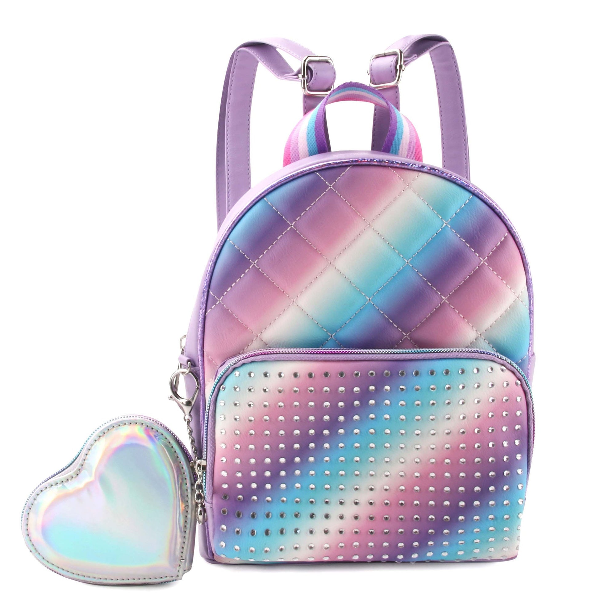 Rhinestones Quilted Mini Backpack with Coin Purse