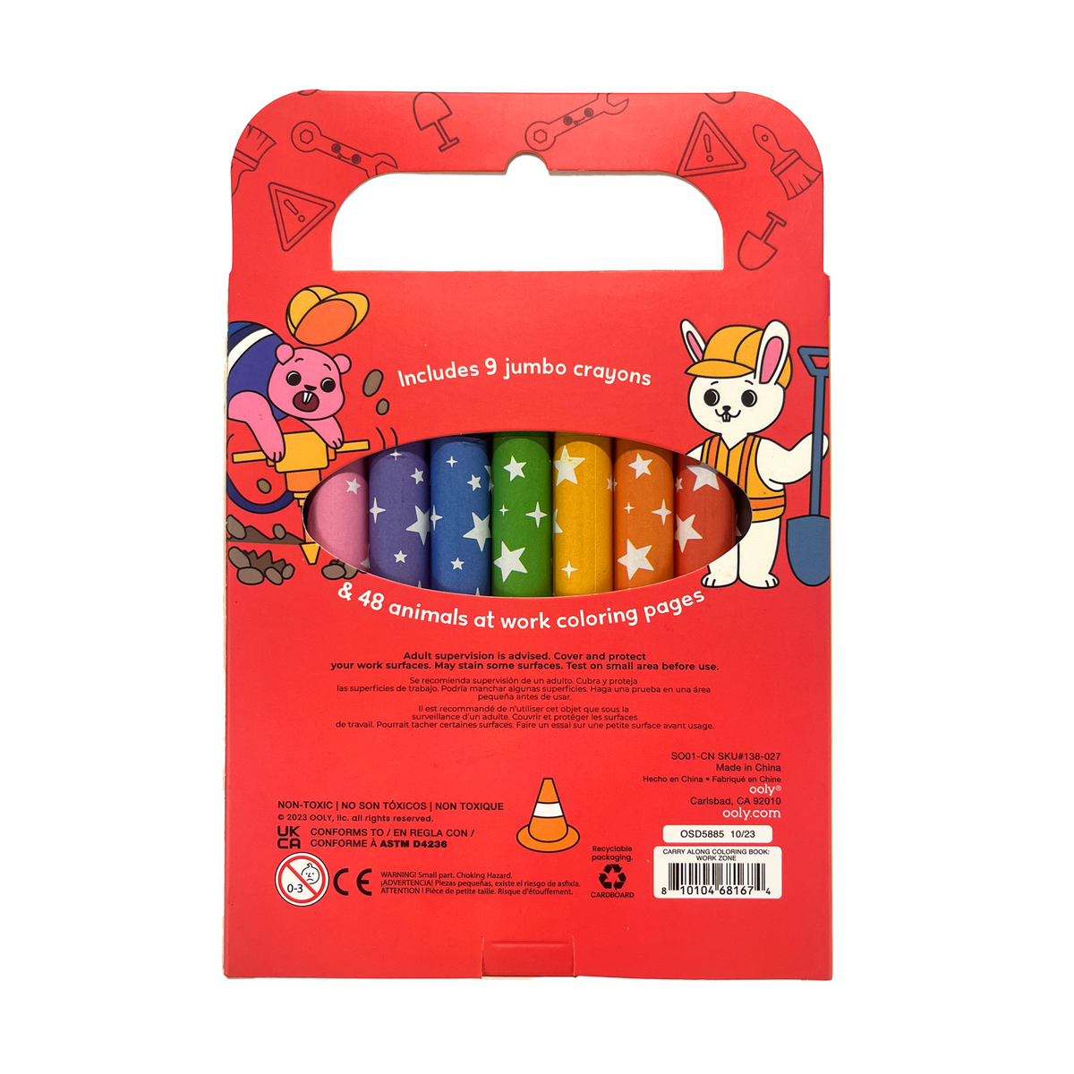 Carry Along! Coloring Book and Crayon Set | Work Zone - Set of 9 Crayons