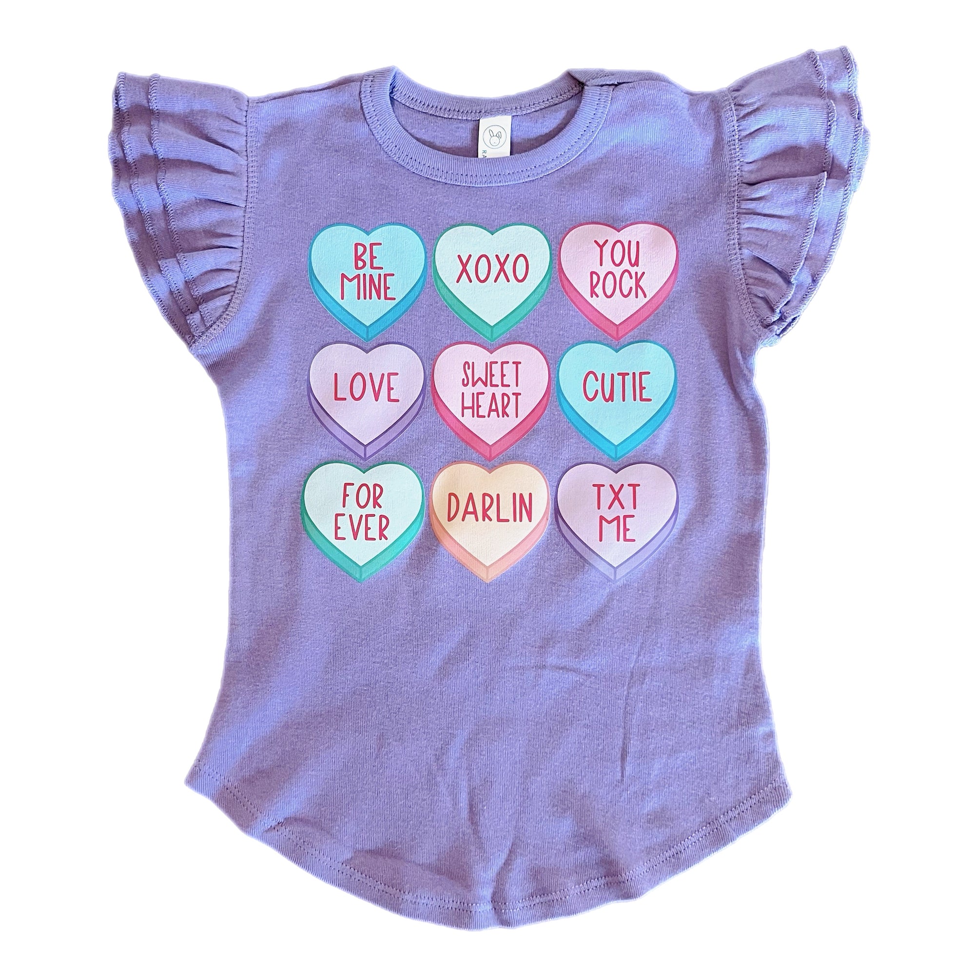 Conversation Hearts Valentines Flutter Sleeve Top