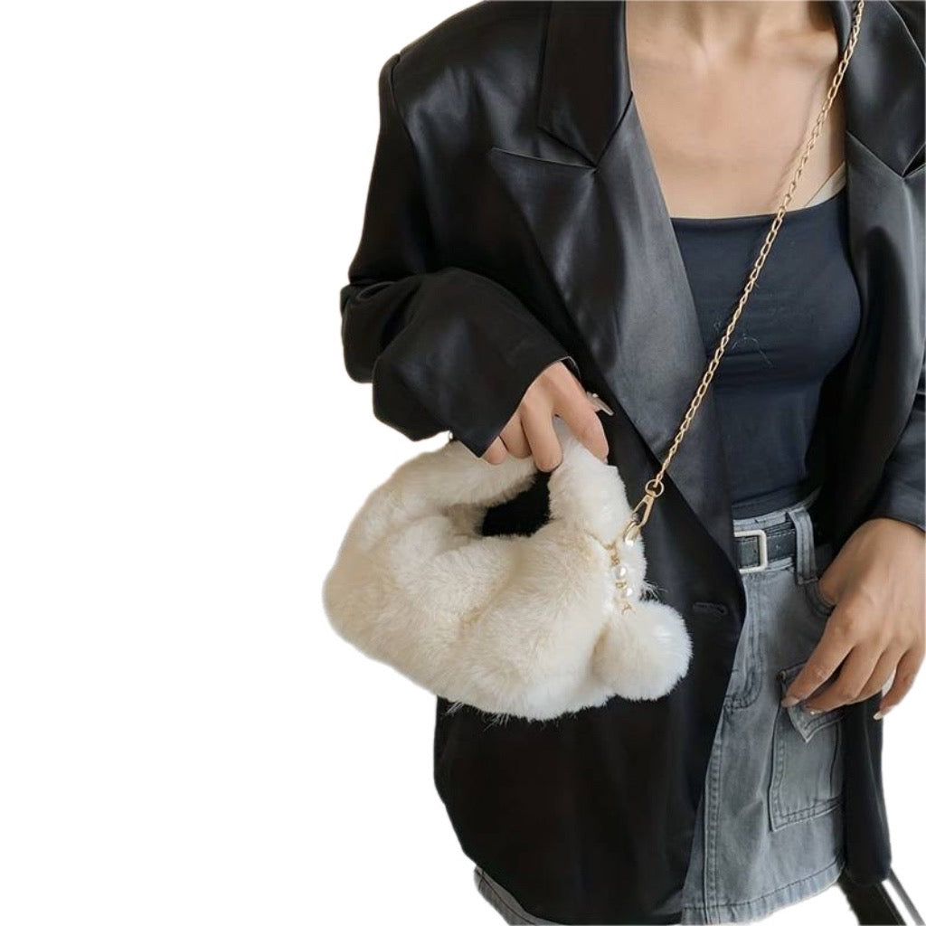 LIU JO Faux fur crossbody bag in black