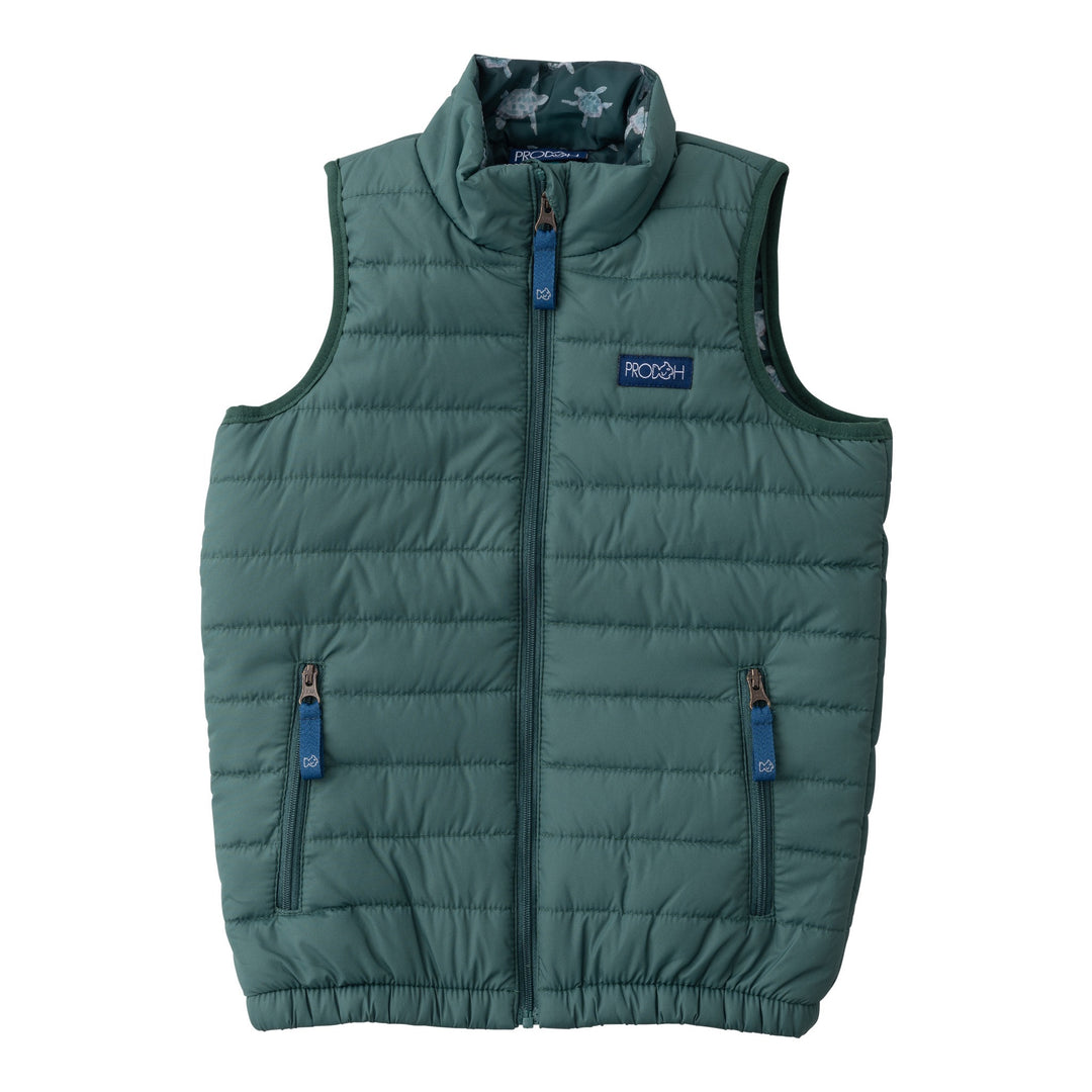 Puffer Vest | Posy Green with Sea Turtle Liner