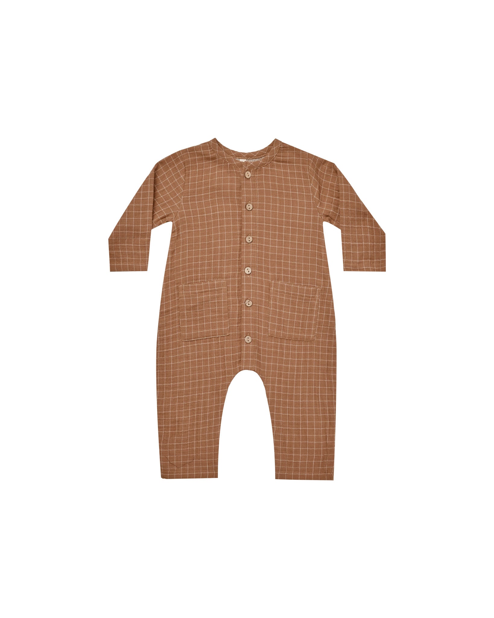 Pocketed Woven Jumpsuit | Cinnamon Grid