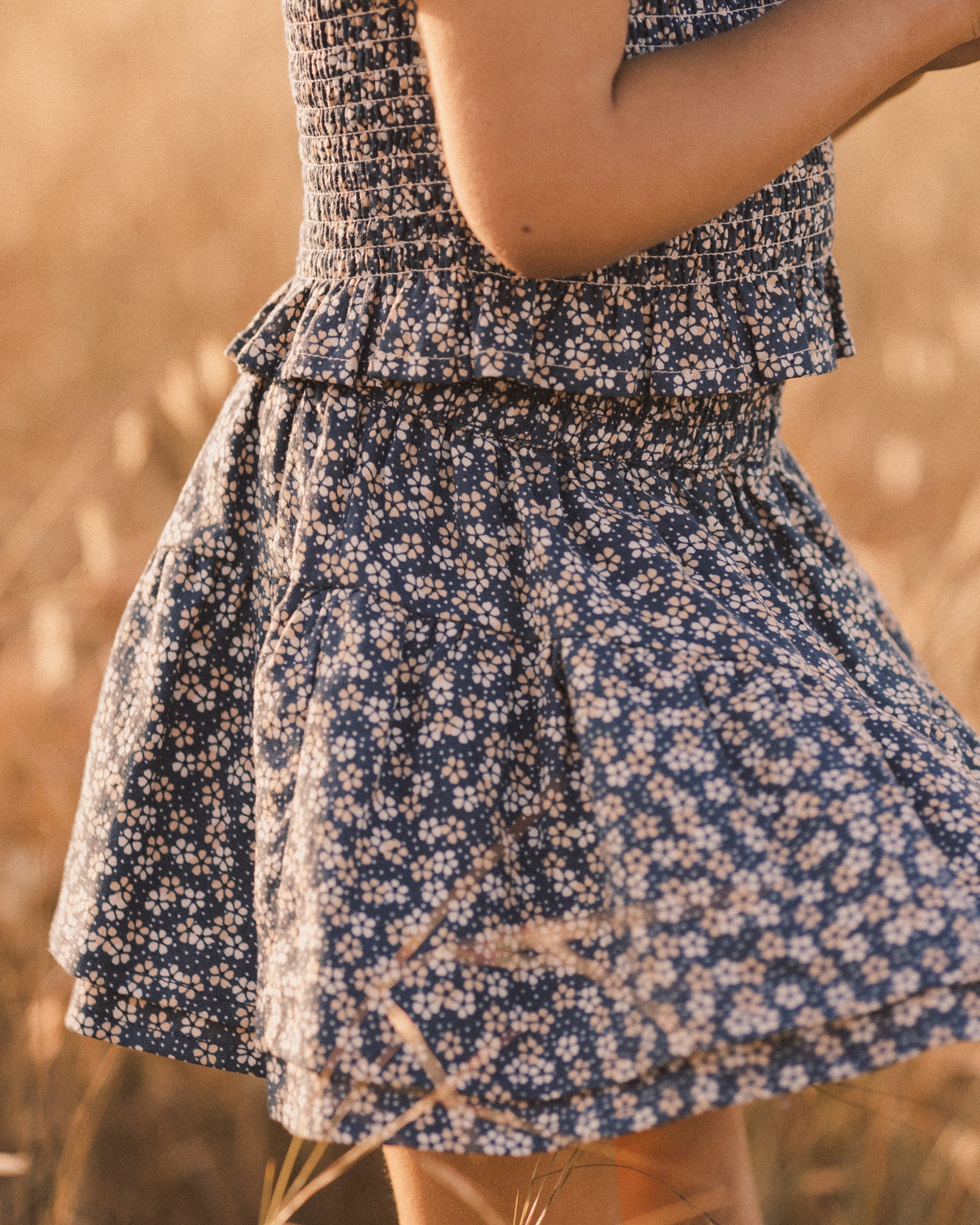 Tiered Mini Skirt | Blue Floral