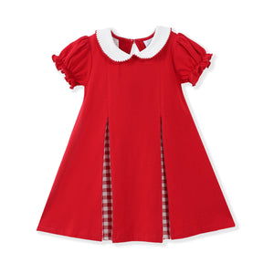 Red Gingham Pleat Dress