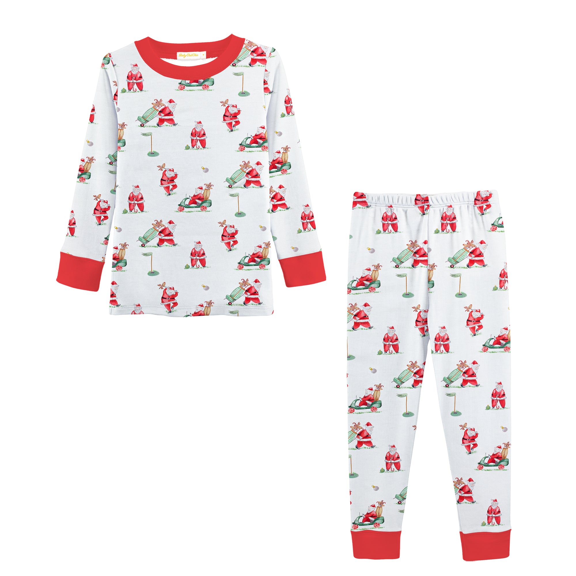 Santa's Golf Printed Kid Pajama Set