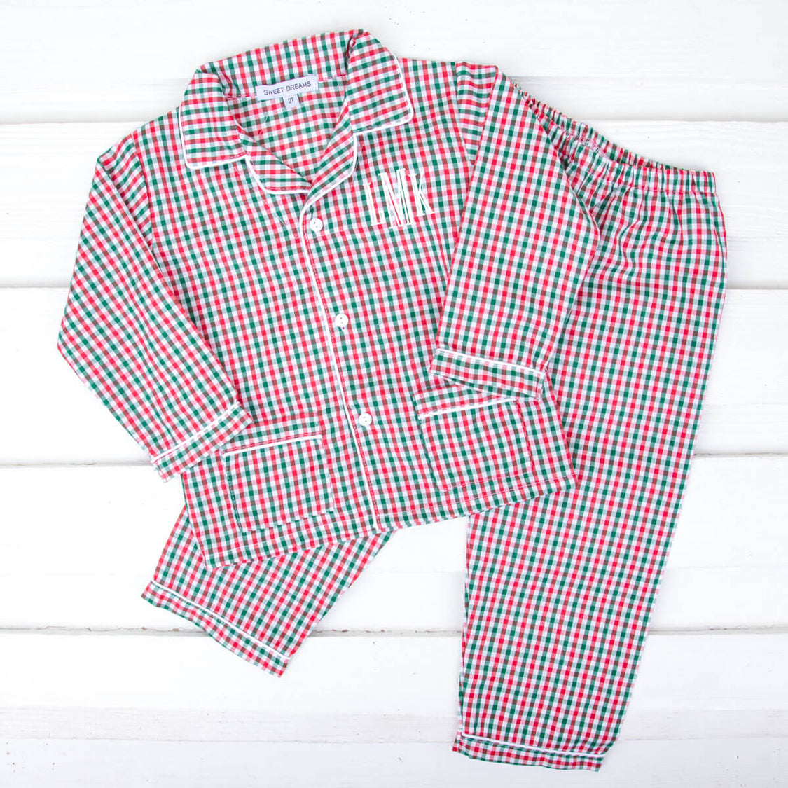 Red and Green Gingham Pajama Set