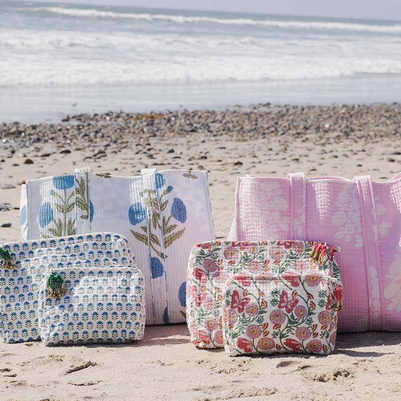 Large Reversible Quilted Tote | Pink Bouquet Floral