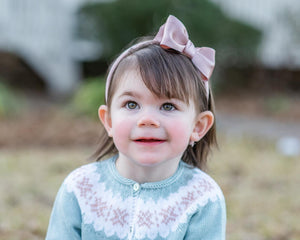 Chic Knit Headband with Satin Bow | Ballet Pink